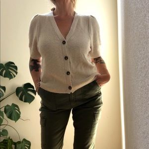 Madewell short sleeve, puff sleeve cardi - size XL